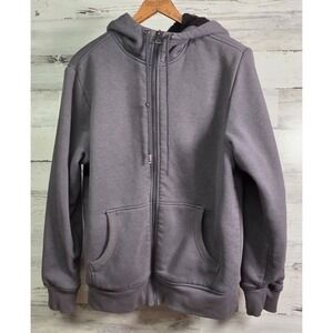 George Men's Gray Full Zip Hoodie Fleece Lined Sweatshirt Size M 38–40